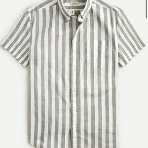 Short-sleeve slub cotton shirt in stripe